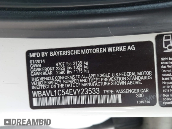 2014 BMW X1 xDrive28i z VIN WBAVL1C54EVY23533, wystawiony jako IAAI lot #41949759 z przebiegiem Nie podano mil oraz . Historia ofert i sprzedaży dostępna na DreamBid. Obrazek 9.