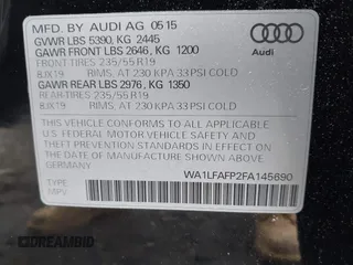 2015 Audi Q5 Premium Plus with VIN WA1LFAFP2FA145690, listed as a IAAI auction lot 42376316 with 113,532 mi miles and . Bid and sale history available at DreamBid. Image 9.