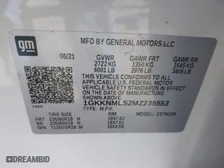 2021 GMC Acadia SLT with VIN 1GKKNMLS2MZ235553, listed as a IAAI auction lot 41077083 with 32,727 mi miles. Bid and sale history available at carsss.com. Image 9.