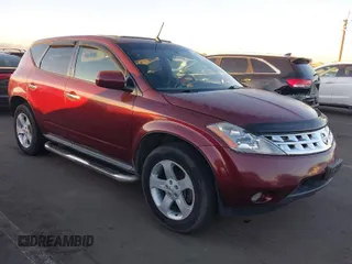 2005 Nissan Murano SL with VIN JN8AZ08W85W435151, listed as a IAAI auction lot 41077675 with 142,629 mi miles and . Bid and sale history available at DreamBid. Image 1.