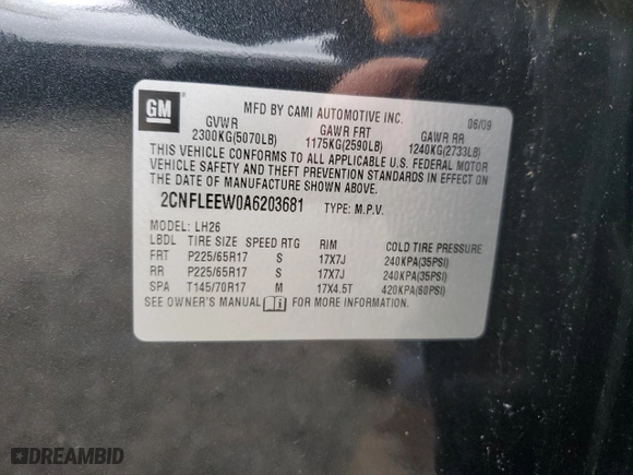 2010 Chevrolet Equinox LT w/1LT with VIN 2CNFLEEW0A6203681, listed as a Copart auction lot 48073175 with 86,808 mi miles and Clean Title. Bid and sale history available at carsss.com. Image 13.