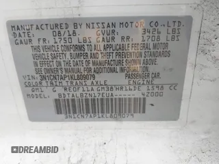 2019 Nissan Versa SV z VIN 3N1CN7AP1KL809079, wystawiony jako IAAI lot #42405903 z przebiegiem 76 115 mil mil oraz . Historia ofert i sprzedaży dostępna na DreamBid. Obrazek 9.
