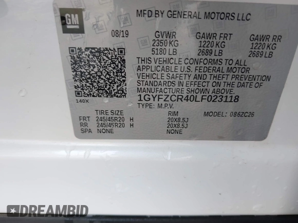 2020 Cadillac XT4 FWD Premium Luxury with VIN 1GYFZCR40LF023118, listed as a IAAI auction lot 41929258 with 81,510 mi miles and . Bid and sale history available at DreamBid. Image 9.