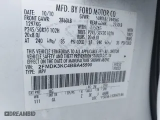2011 Ford Edge Limited with VIN 2FMDK3KC4BBA45590, listed as a IAAI auction lot 41252906 with 153,421 mi miles. Bid and sale history available at carsss.com. Image 9.