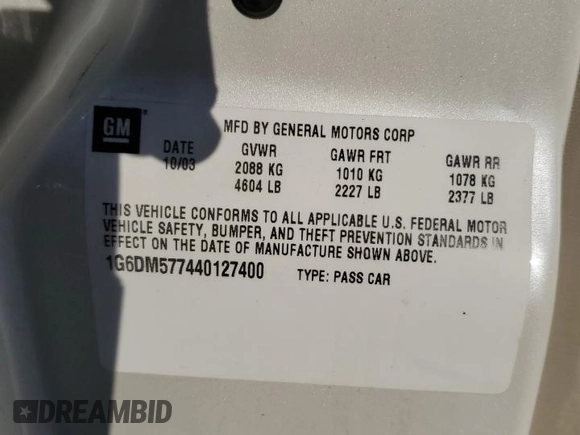 2004 Cadillac CTS with VIN 1G6DM577440127400, listed as a Copart auction lot 79812524 with 164,888 mi miles and Salvage Title. Bid and sale history available at carsss.com. Image 12.
