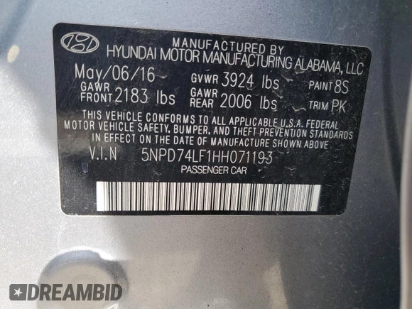 2017 Hyundai Elantra SE z VIN 5NPD74LF1HH071193, wystawiony jako Copart lot #55925315 z przebiegiem 186 769 mil mil oraz Czysty tytuł • Clean title. Historia ofert i sprzedaży dostępna na DreamBid. Obrazek 12.