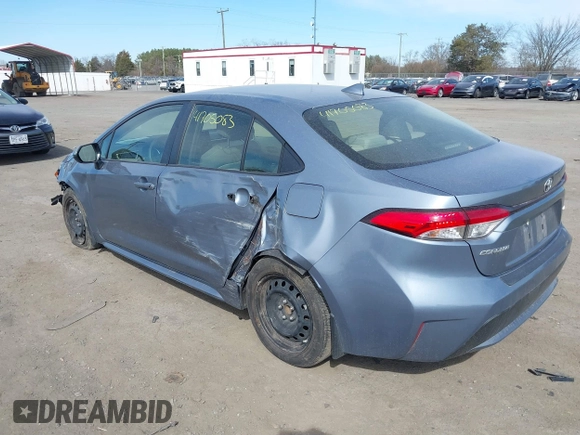 2022 Toyota Corolla LE with VIN JTDEPMAE4NJ220312, listed as a IAAI auction lot 41705083 with 37,260 mi miles. Bid and sale history available at carsss.com. Image 3.