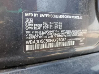 2014 BMW 3 Series 328d xDrive with VIN WBA3D5C50EKX97087, listed as a Copart auction lot 60087775 with 193,580 mi miles and Salvage title. Bid and sale history available at DreamBid. Image 12.