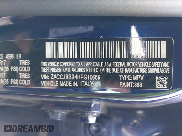 2017 Jeep Renegade Latitude with VIN ZACCJBBB4HPG10655, listed as a IAAI auction lot 41660630 with 118,072 mi miles. Bid and sale history available at carsss.com. Image 9.