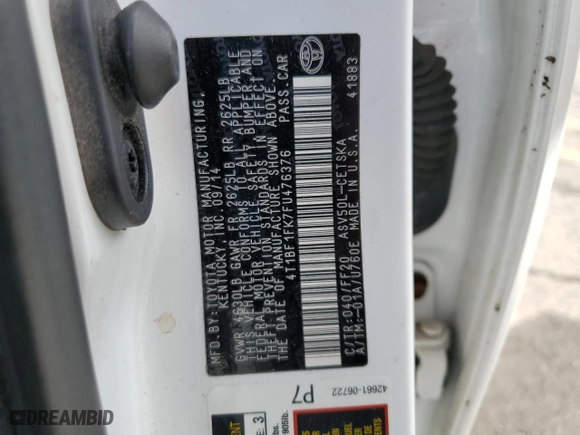 2015 Toyota Camry XLE with VIN 4T1BF1FK7FU476376, listed as a Copart auction lot 51713205 with 95,199 mi miles and Salvage Title. Bid and sale history available at carsss.com. Image 12.