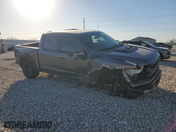 2024 Ford F-150 Raptor with VIN 1FTFW1RG7RFA11716, listed as a Copart auction lot 47696685 with 11,383 mi miles and Salvage Title. Bid and sale history available at DreamBid. Image 4.