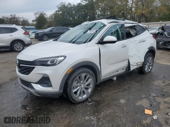 2023 Buick Encore GX Essence with VIN KL4MMFSL7PB107636, listed as a Copart auction lot 89350735 with 27,108 mi miles and Salvage title. Bid and sale history available at DreamBid. Image 1.