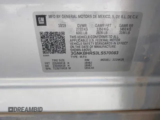 2020 Chevrolet Blazer LT with VIN 3GNKBHRS3LS570083, listed as a IAAI auction lot 42500284 with 46,491 mi miles and . Bid and sale history available at DreamBid. Image 9.