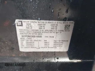 2016 Chevrolet Silverado 1500 LT with VIN 3GCPCREC8GG190505, listed as a IAAI auction lot 42107888 with 134,116 mi miles and . Bid and sale history available at DreamBid. Image 9.
