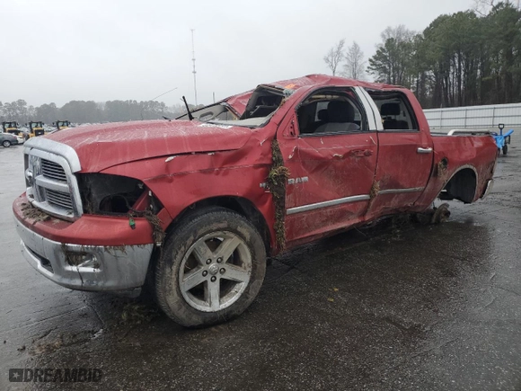 2010 Dodge Ram 1500 SLT with VIN 1D7RV1CT9AS133534, listed as a Copart auction lot 44978955 with 0 mi miles and Salvage Title. Bid and sale history available at carsss.com. Image 1.