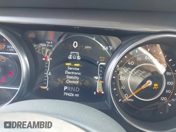 2020 Jeep Wrangler Unlimited Sahara with VIN 1C4HJXEN0LW184564, listed as a IAAI auction lot 42439173 with 79,426 mi miles and . Bid and sale history available at DreamBid. Image 15.