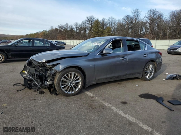 2018 Infiniti Q50 3.0t LUXE with VIN JN1EV7AR0JM444389, listed as a Copart auction lot 45236375 with 126,539 mi miles and Salvage Title. Bid and sale history available at carsss.com. Image 1.