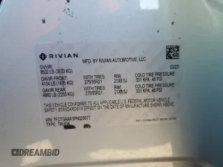 2023 Rivian R1T Adventure with VIN 7FCTGAAA3PN020577, listed as a Copart auction lot 84847414 with 7,888 mi miles and Salvage Title. Bid and sale history available at carsss.com. Image 13.