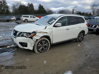 2019 Nissan Pathfinder SV z VIN 5N1DR2MN6KC625234, wystawiony jako Copart lot #38623634 z przebiegiem 77 316 mil mil oraz Szkoda całkowita • Salvage title. Historia ofert i sprzedaży dostępna na DreamBid. Obrazek 1.