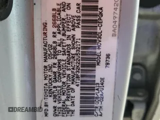 2002 Toyota Camry XLE z VIN 4T1BF32K22U532171, wystawiony jako Copart lot #54527965 z przebiegiem 165 637 mil mil oraz Szkoda całkowita • Salvage title. Historia ofert i sprzedaży dostępna na DreamBid. Obrazek 12.