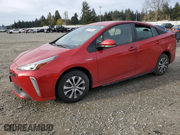 2020 Toyota Prius LE with VIN JTDL9RFU6L3019320, listed as a Copart auction lot 52577555 with Not Provided miles and Salvage Title. Bid and sale history available at DreamBid. Image 1.