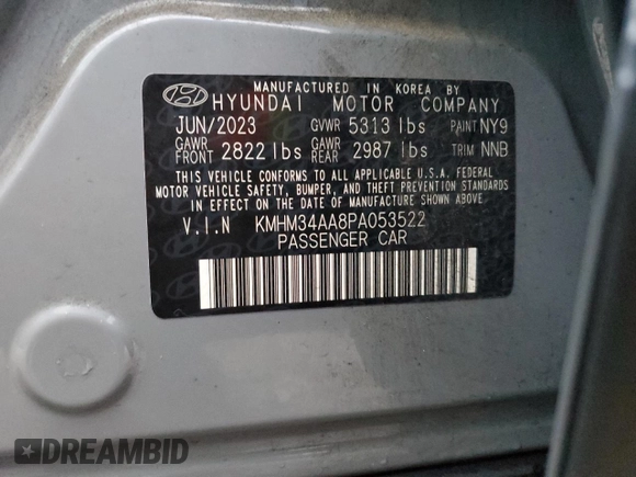 2023 Hyundai Ioniq 6 SEL z VIN KMHM34AA8PA053522, wystawiony jako Copart lot #43194905 z przebiegiem 20 838 mil mil oraz Szkody całkowita. Historia ofert i sprzedaży dostępna na DreamBid. Obrazek 12.