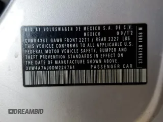 2013 Volkswagen Jetta GLI Autobahn с VIN 3VW4A7AJ0DM226764, выставлен на аукционе Copart как лот 58163495 с пробегом 187 383 миль миль и Чистый • Clean title. История ставок и продаж доступна на DreamBid. Изображение 12.