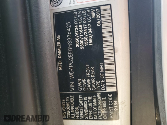 2017 Mercedes-Benz Metris Passenger z VIN WD4PG2EE8H3336425, wystawiony jako Copart lot #80899504 z przebiegiem Nie podano mil oraz Szkody całkowita. Historia ofert i sprzedaży dostępna na DreamBid. Obrazek 13.