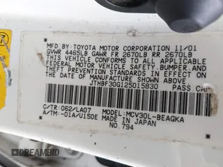 2002 Lexus ES 300 с VIN JTHBF30G125015830, выставлен на аукционе IAAI как лот 42528768 с пробегом 201 000 миль миль и . История ставок и продаж доступна на DreamBid. Изображение 9.