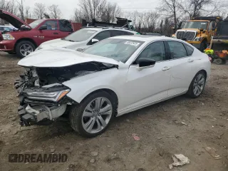 2021 Acura TLX w/Technology Package with VIN 19UUB6F45MA011831, listed as a Copart auction lot 46622925 with 51,058 mi miles and Salvage Title. Bid and sale history available at carsss.com. Image 1.
