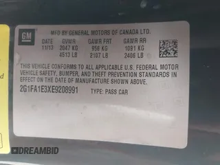 2014 Chevrolet Camaro LS с VIN 2G1FA1E3XE9208991, выставлен на аукционе IAAI как лот 42493419 с пробегом 107 104 миль миль и . История ставок и продаж доступна на DreamBid. Изображение 9.