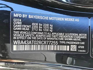 2024 BMW 4 Series 430i xDrive with VIN WBA43AT02RCR77255, listed as a Copart auction lot 49742745 with 17,944 mi miles and Clean Title. Bid and sale history available at carsss.com. Image 12.