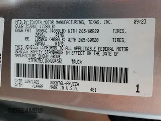 2024 Toyota Tundra Platinum Hybrid z VIN 5TFNC5EC1RX004561, wystawiony jako Copart lot #51779355 z przebiegiem 11 255 mil mil oraz Szkoda całkowita • Salvage title. Historia ofert i sprzedaży dostępna na DreamBid. Obrazek 13.