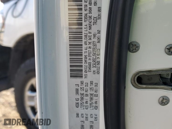 2019 Ram 2500 Tradesman with VIN 3C6UR5CJ5KG551877, listed as a Copart auction lot 43448375 with 76,529 mi miles and Salvage Title. Bid and sale history available at carsss.com. Image 14.