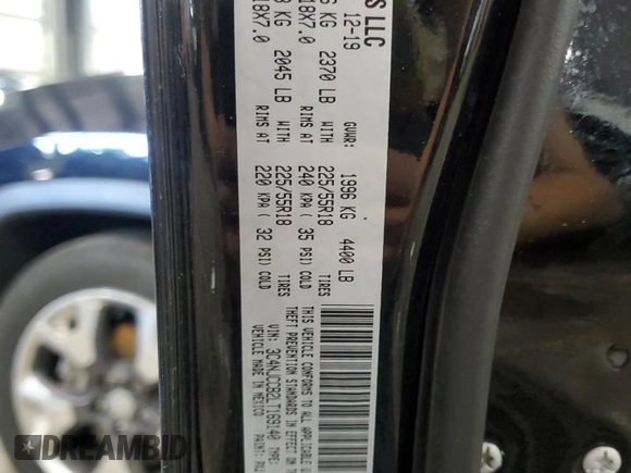2020 Jeep Compass Limited with VIN 3C4NJCCB2LT169140, listed as a Copart auction lot 58001495 with 97,379 mi miles and Salvage title. Bid and sale history available at DreamBid. Image 13.