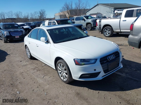 2013 Audi A4 Premium with VIN WAUBFAFL7DN040726, listed as a IAAI auction lot 41816718 with 115,661 mi miles. Bid and sale history available at carsss.com. Image 1.