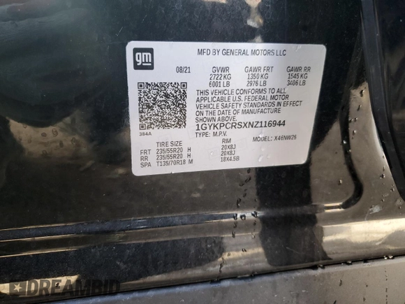 2022 Cadillac XT6 Premium Luxury with VIN 1GYKPCRSXNZ116944, listed as a Copart auction lot 80103844 with 73,981 mi miles and Non Repairable. Bid and sale history available at carsss.com. Image 14.