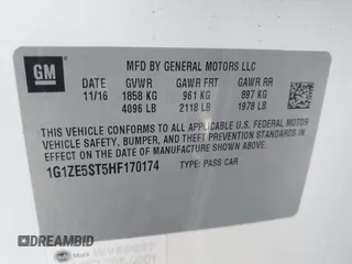 2017 Chevrolet Malibu LT with VIN 1G1ZE5ST5HF170174, listed as a IAAI auction lot 41933671 with 107,179 mi miles and . Bid and sale history available at carsss.com. Image 9.