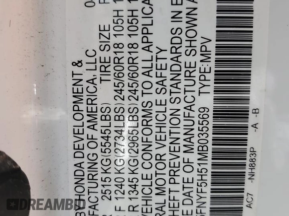2021 Honda Pilot EX-L z VIN 5FNYF5H51MB035569, wystawiony jako Copart lot #51542935 z przebiegiem 33 281 mil mil oraz Szkoda całkowita • Salvage title. Historia ofert i sprzedaży dostępna na DreamBid. Obrazek 13.