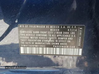 2015 Volkswagen GTI S z VIN 3VW4T7AU6FM014622, wystawiony jako IAAI lot #41838620 z przebiegiem 130 843 mil mil oraz . Historia ofert i sprzedaży dostępna na DreamBid. Obrazek 9.