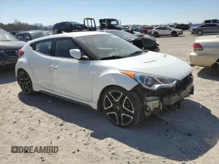 2015 Hyundai Veloster Turbo with VIN KMHTC6AE9FU222633, listed as a Copart auction lot 47554255 with 83,296 mi miles and Salvage title. Bid and sale history available at DreamBid. Image 4.