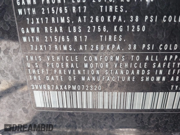 2023 Volkswagen Tiguan S с VIN 3VVRB7AX4PM072320, выставлен на аукционе IAAI как лот 41967612 с пробегом 10 029 миль миль и . История ставок и продаж доступна на DreamBid. Изображение 9.