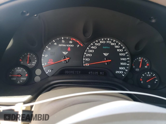 2004 Chevrolet Corvette with VIN 1G1YY22G345106798, listed as a Copart auction lot 61340434 with 45,105 mi miles and Salvage Title. Bid and sale history available at DreamBid. Image 9.