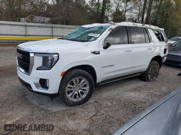 2022 GMC Yukon SLE with VIN 1GKS1AKD7NR201865, listed as a Copart auction lot 49668955 with 35,298 mi miles and Salvage Title. Bid and sale history available at carsss.com. Image 1.