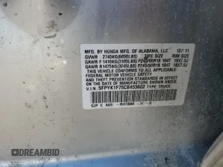 2012 Honda Ridgeline Sport z VIN 5FPYK1F75CB453602, wystawiony jako Copart lot #85459634 z przebiegiem Nie podano mil oraz Szkoda całkowita • Salvage title. Historia ofert i sprzedaży dostępna na DreamBid. Obrazek 14.