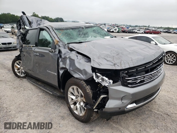 2022 Chevrolet Suburban Premier with VIN 1GNSCFKD9NR157958, listed as a Copart auction lot 53354422 with 7,800 mi miles and Non repairable. Bid and sale history available at DreamBid. Image 1.