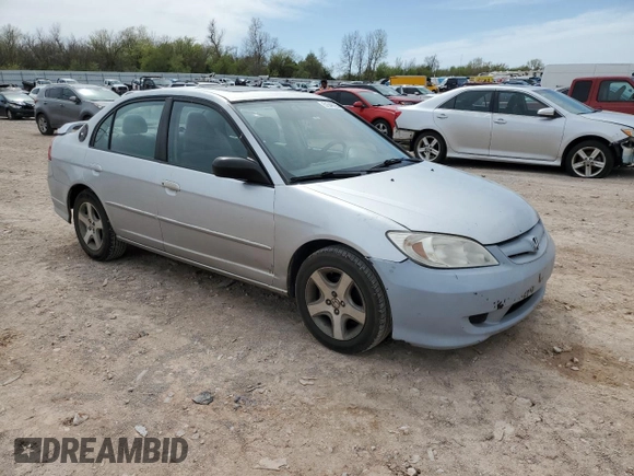 2004 Honda Civic EX with VIN 2HGES26704H528124, listed as a Copart auction lot 51548095 with 263,555 mi miles and Salvage Title. Bid and sale history available at DreamBid. Image 4.