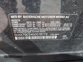 2016 BMW X5 xDrive40e z VIN 5UXKT0C54G0S78772, wystawiony jako IAAI lot #41807726 z przebiegiem 152 965 mil mil oraz . Historia ofert i sprzedaży dostępna na DreamBid. Obrazek 9.