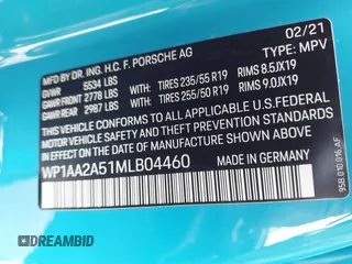 2021 Porsche Macan z VIN WP1AA2A51MLB04460, wystawiony jako IAAI lot #42259834 z przebiegiem 42 746 mil mil oraz . Historia ofert i sprzedaży dostępna na DreamBid. Obrazek 9.