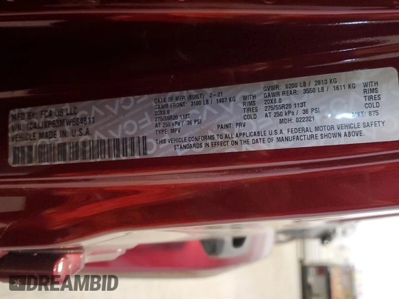 2021 Jeep Wrangler Unlimited Sahara с VIN 1C4JJXP63MW684811, выставлен на аукционе Copart как лот 55136775 с пробегом 29 901 миль миль и Списание • Salvage title. История ставок и продаж доступна на DreamBid. Изображение 12.